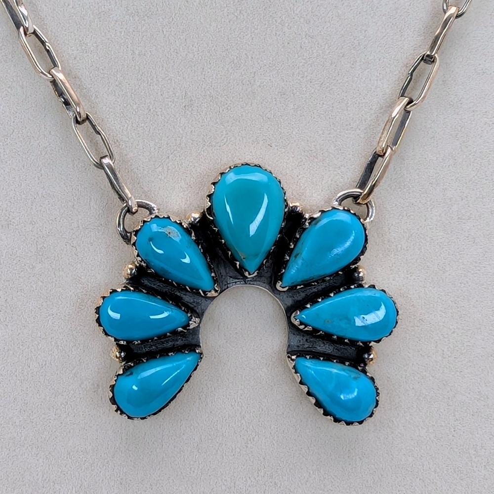 Kingman Turquoise Naja Necklace S925 Sterling Silver Necklace